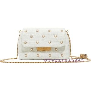 NWT Ted Baker Ginn Pearl Embellished Shoulder Bag White Bone